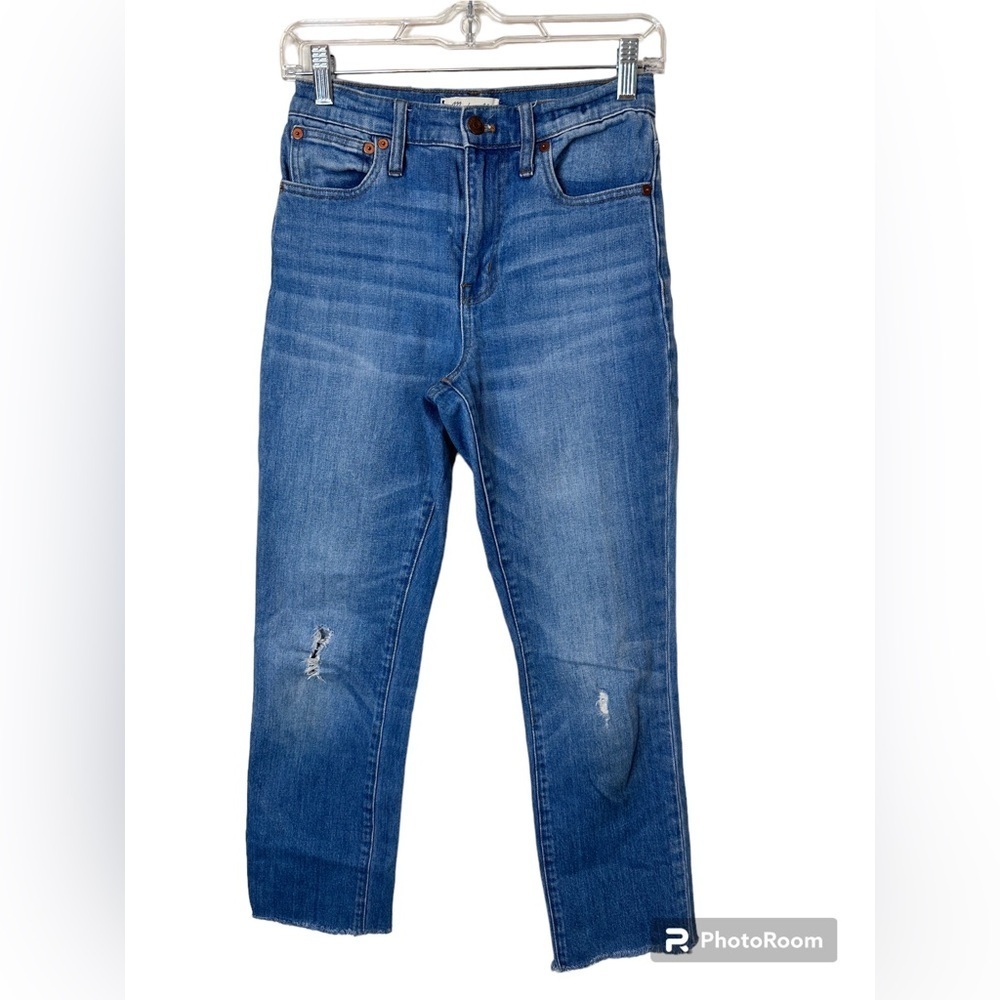 Madewell High Rise Slim‎ Crop Boyfriend Distressed Jeans Size 23
